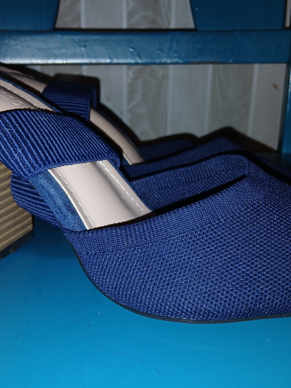 Classic Navy Blue Slingback Block Heel Pumps